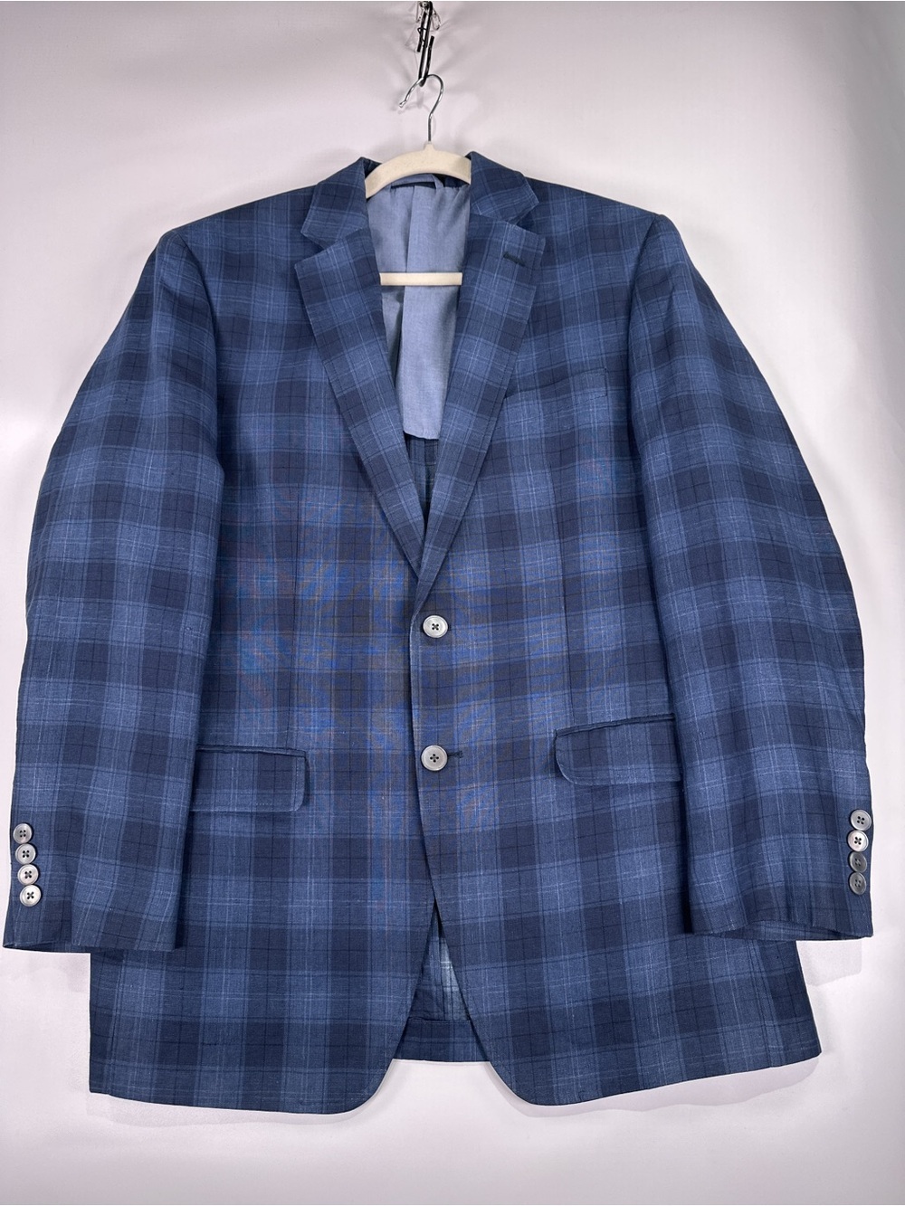 Lauren Ralph Lauren Men's Linen Plaid Blazer Sport Coat Blue 38R - Picture 2 of 13